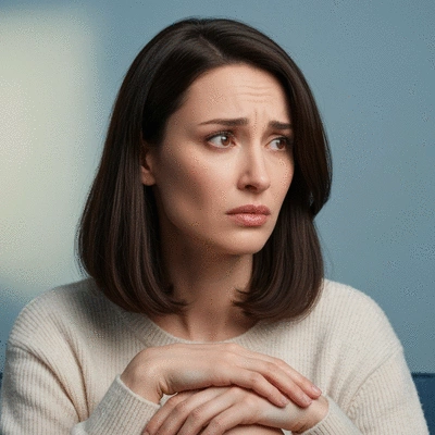 Woman looking thoughtful and a bit worried, symbolizing the emotional impact of health concerns