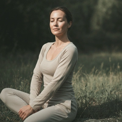 Woman feeling balanced and calm, symbolizing hormonal harmony