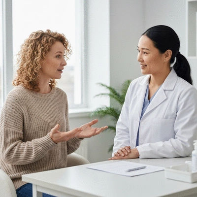 Woman consulting with a fertility expert discussing ovarian health