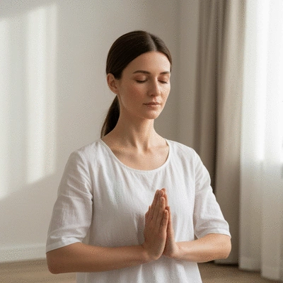 Woman practicing mindfulness or meditation for stress relief