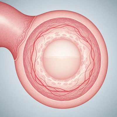 Diagram illustrating different types of ovarian cysts on an ovary, with labels like Follicular Cysts and Corpus Luteum Cysts, clean medical illustration